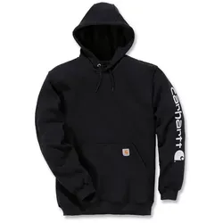 Carhartt Sleeve Logo Hooded Sweatshirt - Hoodie XL schwarz - Bequemer Hoodie in Schwarz mit großem Logo-Print, ideal für den Alltag; Material: 50% Baumwolle, 50% Polyester; perfekt für lässige Styles.