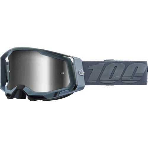 Percent Racecraft 2 Battleship Crossbrille - Grau Silber-Verspiegelt 100 - Sportbrillen mit 17,5% größerem Sichtfeld, optimaler Nasenanpassung und hoher Komfort für die schnellsten Rennfahrer. Inklusive klarer Ersatzlinse für vielseitigen Einsatz.