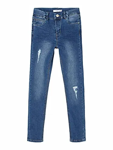 NAME IT Mädchen High Waist Stretch Jeans Medium Blue Denim 116