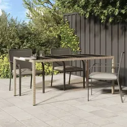vidaXL Gartentisch Beige 190x90 cm mit gehärtetem Glas