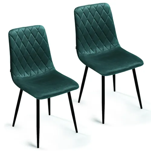 Lina® Elisia Esszimmerstuhl im modernen Design - Samt - Bequemer Stuhl für Ihr Esszimmer, hochwertiger Stoff, ergonomische Form - 2er Set - Grün