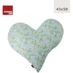 POWER INN® Herzkissen groß | Hellblau mit weißen Tauben | Dekokissen Herz