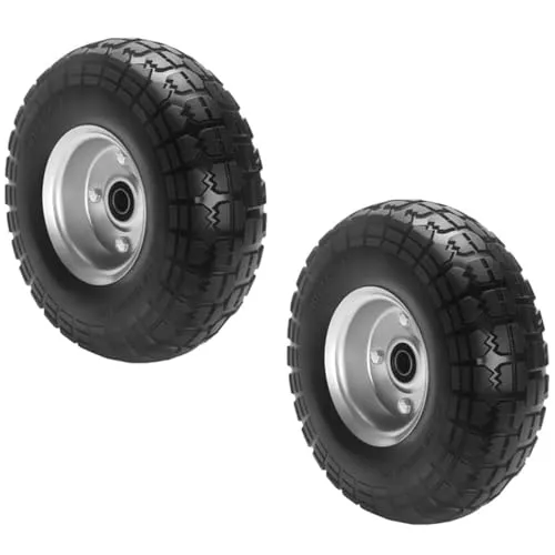 EINESIN pannensicheres Sackkarrenrad, sackkarre vollgummireifen 4.10 3.50-4, Bollerwagen Reifen 255 x 80 mm, Rad Achse 16mm, Ersatzrad für Schubkarre/Muldekarren/Sackkarren/Schubkarren/Gartenwagen