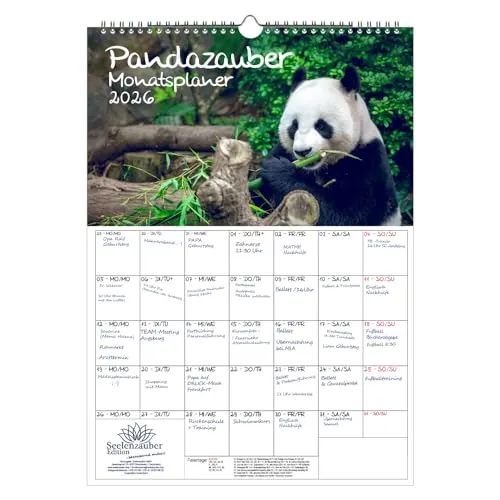 Pandazauber Planer DIN A3 Kalender für 2026 Panda - Seelenzauber
