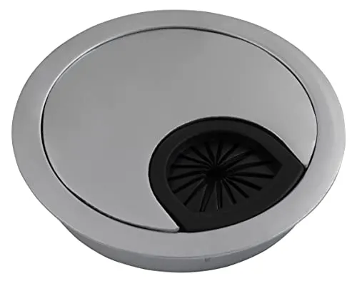 McPower Kabeldurchführung WB-02 | Ø70mm, Metall, chromfarben | Kabeldurchlass für Schreibtisch, Möbel, Tischplatte | Lochmaß 57mm, Höhe 13mm