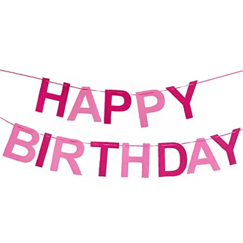 Produktbild Oblique-Unique® Happy Birthday Girlande in Pink & Rosa aus echtem Filz