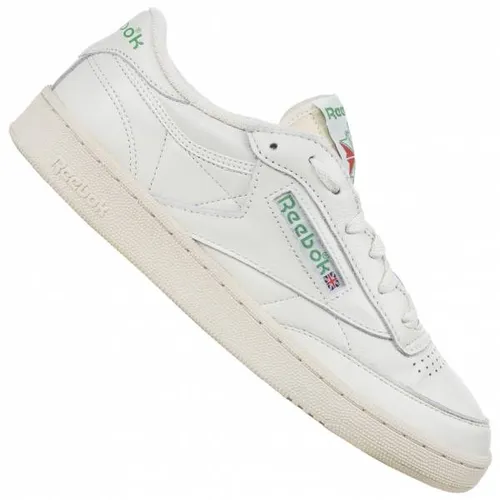 Reebok Damen Club C 85 Vintage Sneaker - Chalk/ALABAS/GLEGRN, 37.5 EU - Damen-Sneaker mit Leder-Obermaterial und schnürbarem Design, ideal für Stil und Komfort im Alltag.