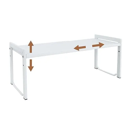 Erweiterbares Schrankregal,66 cm,stapelbarer Küchenthekenregal-Organizer,Küchengewürzregal,Speisekammerregal,verstellbarer Schrank-Organizer,Aufbewahrungsregal für Küche und Büro(1er-Pack weiß M)