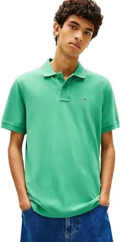 Tommy Jeans Herren Poloshirt Essential Regular Fit, Türkis (Bahama Green), L