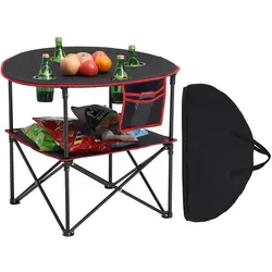 VEVOR Klapptisch 72 x 72 cm - Tragbarer Buffettisch für Outdoor - Gartentisch aus robustem 600D-Oxford-Gewebe mit 4 Getränkehaltern, ideal für Picknicks und Camping. Werkzeuglose Montage und leicht verstaubar für maximalen Komfort.