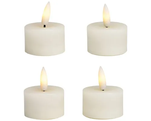 matches21 HOME & HOBBY LED-Kerze LED Teelichter 4er Set Echtwachs Teelicht-Kerzen flackernd weiß 4 cm (1-tlg), Echtwachskerze praktisch mit Timerfunktion