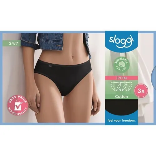 sloggi Damen 24/7 Cotton Tai C3P Slip, Black, 40 - Funktionsunterwäsche mit 3 hochkomfortablen Taillen Slips aus weicher Baumwolle und hochwertigem LYCRA für optimale Bewegungsfreiheit.