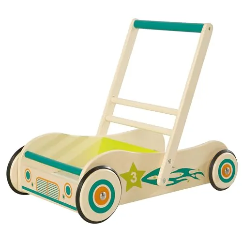 roba® Lauflernwagen Rennfahrer aus Holz mit Bremse