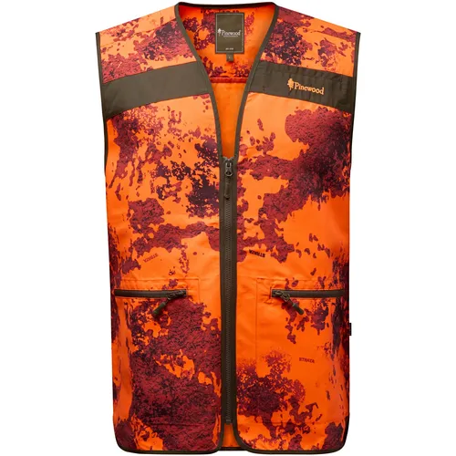 Pinewood Jagdweste Hunters Camou – Signalweste - Die Hunters Camou Signalweste von PINEWOOD ist ideal für Jäger. Sie vereint Sicherheit mit Komfort, ist atmungsaktiv und wasserabweisend. Praktische Taschen bieten viel Stauraum für Ausrüstung. Perfekt für den jagdlichen Einsatz!