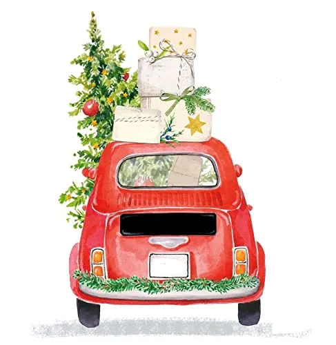 E+N Weihnacht-en Advent Deko Serviette-n Servietten Christmas-Taxi Auto Ho-Ho-Ho Merry Christmas 33 x 33 cm 20 Stück-Packung FSC