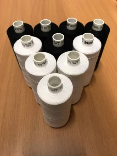 Ackermann Nähgarn Universal 5x 1000m 0700 weiss, 5x 0799 schwarz (1,89 EUR/1000