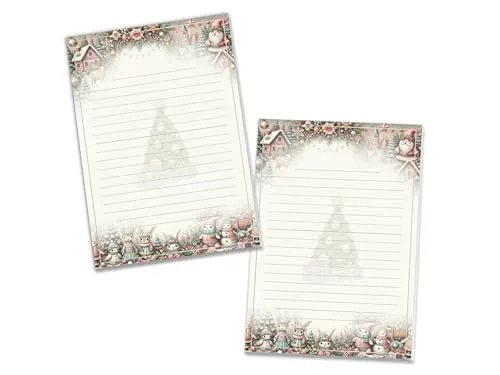 bunte Schreibblöcke Motivpapier Briefbögen Notizblöcke mit Linien Weihnachten Winter Weihnachtsstiefel Wichtelgeschenk für Kinder Jungen Mädchen Schule (2 Blöcke A5 mit je 25 Blättern) 2