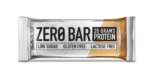 BioTech USA Zero Bar Chocolate-Chip Cookies, 20 x 50 g - Leckere Sportriegel mit hochwertigem Protein und ohne Zuckerzusatz. Ideal für den schnellen Snack zwischendurch oder nach dem Training.