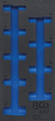 BGS 4057-1 1/3 Werkstattwageneinlage, leer für: Steckschlüsseleinsätze 12,5 (1/2), 6-kant, tief, 10-24 mm