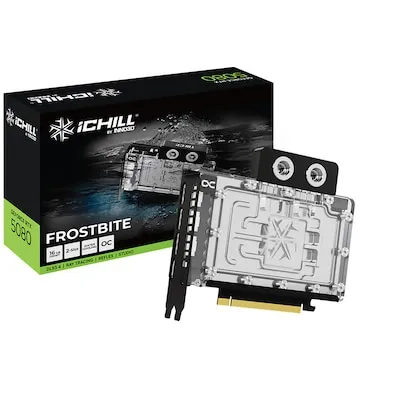 Inno3D GeForce RTX 5080 iCHILL Frostbite 16GB - High-Performance Grafikkarte - Grafikkarte mit 16GB GDDR7, 10752 CUDA Kernen und RGB-Beleuchtung für ultimative Gaming-Performance und visuelle Effekte.