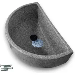 Varile Waschbecken - Ausgussbecken aus Kunststoff in Granit-Optik - UV-beständiges Wasch- und Ausgussbecken, ideal für Garagen, Gärten und Werkstätten. Leicht, schlagresistent und inkl. Abflusssieb & Stöpsel für vielseitige Nutzung.