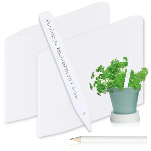 com-four® 200x Pflanzschilder mit Bleistift - Steck-Etiketten 12 cm für Zimmer, Balkon, Garten - Pflanzenstecker zum Beschriften - Anzuchtstecker für Beete und Pflanzkübel (200 Stück - weiß - 12cm)