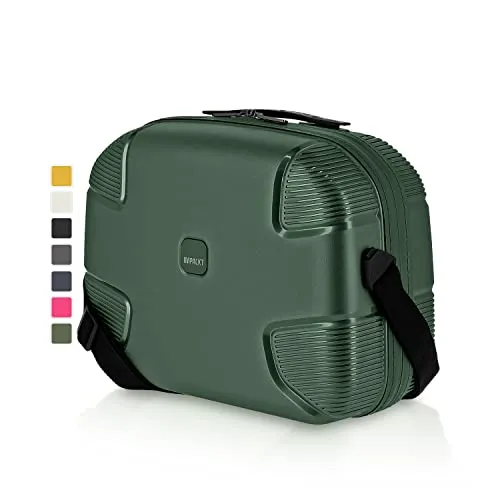 IMPACKT IP1 Beautycase - Deep Sea Green - Nachhaltige Reisetasche aus recycelten Materialien mit praktischem gepolstertem Laptopfach und Aufstecklasche für Koffergestänge – ideal für umweltbewusste Reisende.