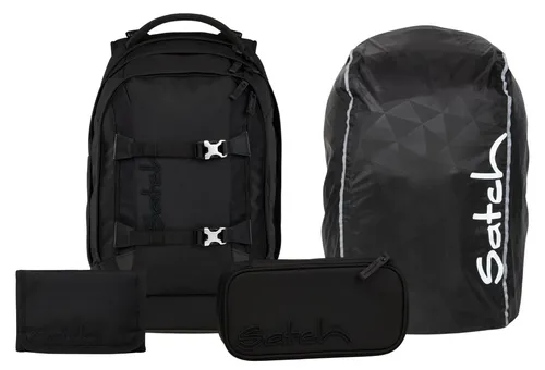 Satch Schulrucksack Pack (4tlg.) - Ergonomisch und Praktisch - Entdecken Sie das 4-teilige satch pack Set mit Schulrucksack, Schlamperbox, Geldbörse und Regenhülle. Der ergonomische Rucksack mit verstellbarer Rückenlänge und cleverem Luftzirkulationssystem sorgt für optimalen Tragekomfort.