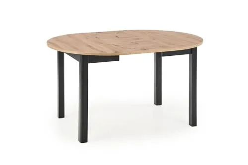 Design Esstisch rund HA-400 - Ausziehbar von 102-142cm - Esszimmertisch in Eiche Artisan und Schwarz matt, ausziehbar für flexible Platznutzung und stilvolles Design, ideal für jeden Einrichtungsstil.