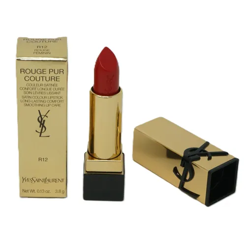 Yves Saint Laurent Rouge Pur Couture Refillable Lippenstift R12 - Rouge Feminin - Lippenstift in 40 Farben, vereint intensive Farbe mit 16 Stunden Halt und Pflege durch 80% geschmeidigmachende Inhaltsstoffe. Ideal für einen Couture-Look!