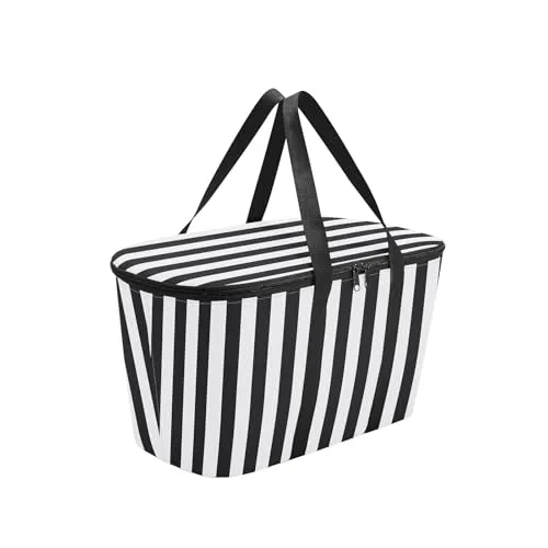 REISENTHEL® Kühltasche coolerbag summerstripes schwarz - Praktische Kühltasche für Ausflüge, im trendigen Schwarz mit Sommerstreifen, ideal für die kühle Aufbewahrung von Lebensmitteln und Getränken.