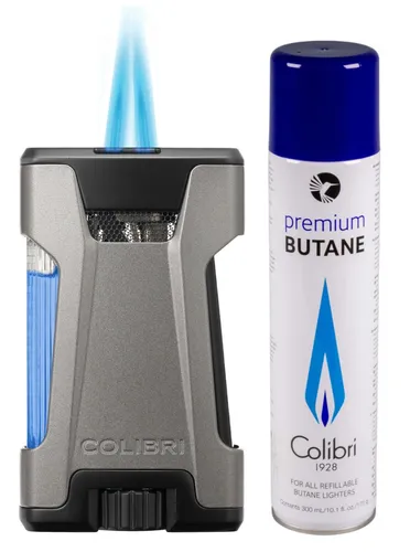 Colibri Rebel II Zigarrenfeuerzeug gun metallic schwarz mit 2 Jetflammen - Das Colibri Rebel II ist ein robustes Flammen-Feuerzeug mit 2 starken Jetflammen, ideal für Zigarrenliebhaber. Die elegante gun metallic schwarze Farbe und das hochwertige Stahlmaterial machen es zum perfekten Begleiter.