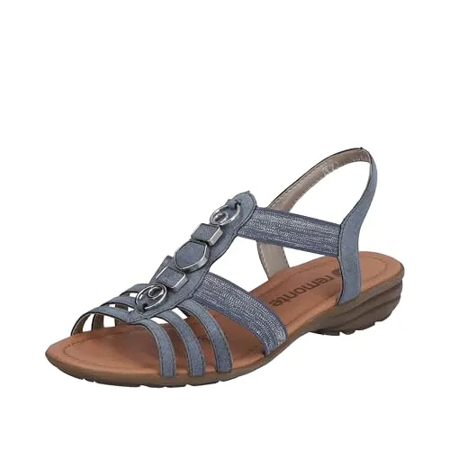 Remonte Damenschuhe Sandalen Flach Blau Freizeit, Schuhgröße:40 EU