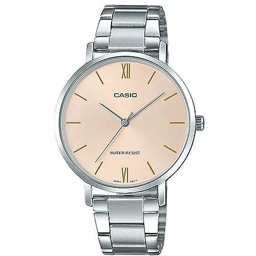 CASIO ENTICER LADY LTP-VT01D-4B Damenuhr - Elegante Damenuhr aus Edelstahl mit 34 mm Gehäusedurchmesser. Wasserdicht bis 3 ATM und inklusive edlem Markenetui – ideal für stilbewusste Frauen.
