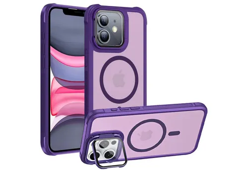 CoolGadget Handyhülle Hybrid CAM Handy Hülle für Apple iPhone 12 6,1 Zoll, Kameraschutzglas klappbar Schutzhülle Metallring für Magsafe Zubehör