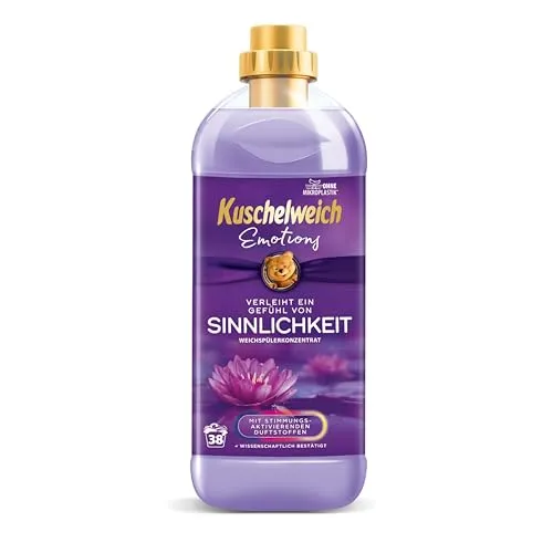 Kuschelweich Weichspüler Emotions 1 l, Sinnlichkeit, hautverträglich | für 38 Wäschen, mikroplastikfrei, stimmungsaktivierende Duftstoffe, hautneutral, nachhaltig, Kuschelweich
