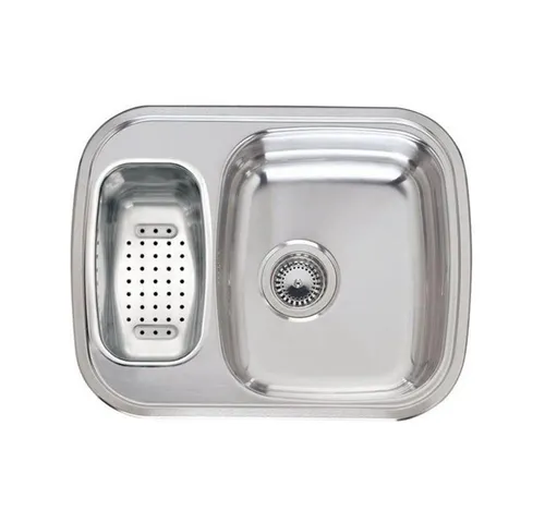 REGINOX Edelstahlspüle Queen 60 KGOKG, 59,5 x 47 cm - Elegante Edelstahlspüle für Ihre Küche, ideal für flächenbündigen oder aufliegenden Einbau. Robuste Qualität mit handbetätigtem Ventil, perfekt für jede Küchenumgebung.