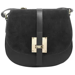 Umhängetasche CLUTY - Elegante Damen-Handtasche aus 100% Rindleder - Umhängetasche aus echtem Leder, Made in Italy, mit glamourösen goldenen Details und praktischem Magnetverschluss. Ideal für stilvolle Auftritte und sicheres Verstauen Ihrer Essentials.