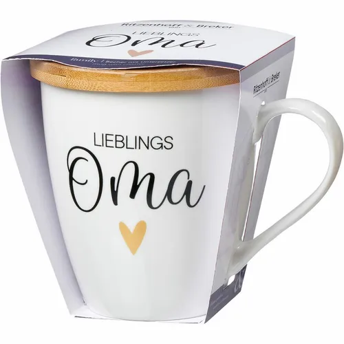 Ritzenhoff & Breker Becher Family Oma mit Untersetzer Kaffeebecher Tasse 560 ml