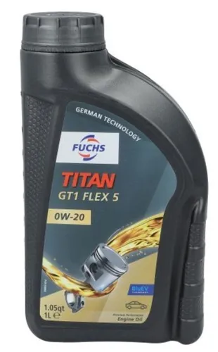 FUCHS Titan GT1 Flex 5 0W-20 - Hochleistungs-Motoröl - Motoröl für Kraftfahrzeuge, 1 Liter, mit BMW Longlife-17 FE+ Freigabe für optimale Motorleistung und Schutz bei allen Fahrbedingungen.