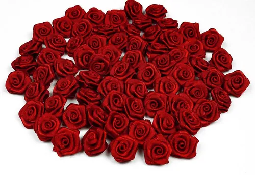 Creativery Streudeko, Satinrosen 15mm zum Basteln & Aufnähen 100 Stück