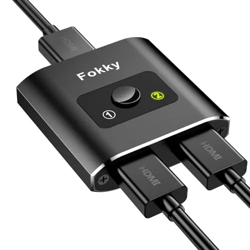 HDMI Splitter HDMI Switch,Fokky 4K@60Hz Aluminium Bidirektional Hdmi Switch 2 In 1 Out /1 In 2 Out hdmi Verteiler unterstützt HD 4K 3D für HD TV/Fire Stick/Xbox/PS3/PS4(Kein Kabel)