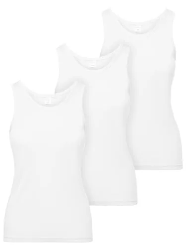 Ladeheid Unterhemd Trägertop Damen 3er Set - LA40-262 - Unterhemden aus 100% Baumwolle, atmungsaktiv und schnell trocknend. Ideal für Alltag und Sport. Modischer Basic-Stil in Weiß, Größe M.