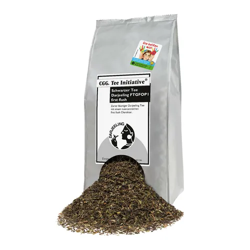 Darjeeling Tee FF TGFOP 1 Kg - Hochwertiger losen Blatt-Tee - Tees aus der Teeinitiative, garantiert rückstandskontrolliert für puren Genuss.