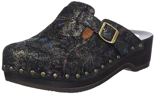 Produktbild Berkemann Unisex Riemen-Toeffler Holzschuh, Gold/Glamour-Flowers, 39.5 EU