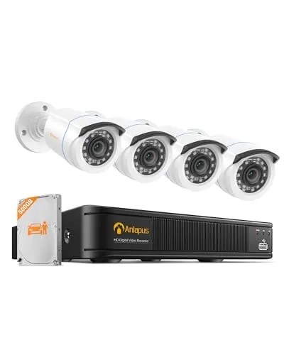 Anlapus 1080P CCTV Überwachungskamera Set mit 500GB DVR von Anlapus