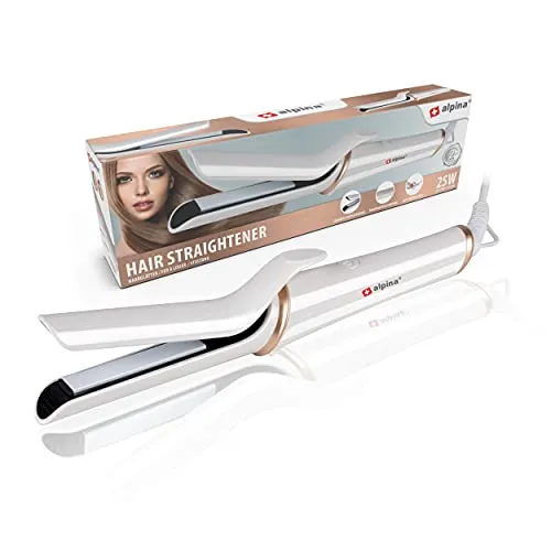 alpina Keramik Glätteisen – Mini Haarglätter mit 3 Temperaturstufen 160-180-200°C – Reise Glätteisen & Hair Straightener – Lockenstab für Kurze Haare – Weiß