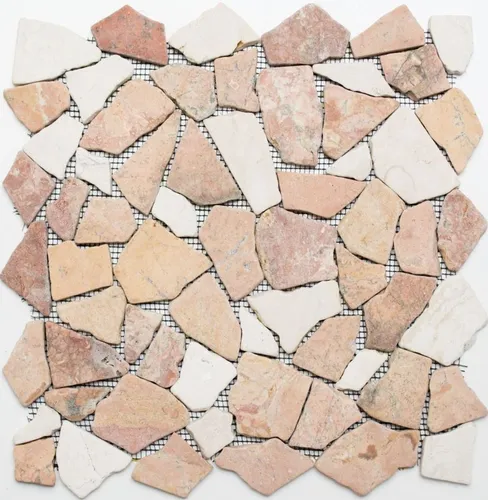 Mosaik Fliese Marmor Naturstein beige rot Bruch Ciot Rosso Cream WB44-30-130