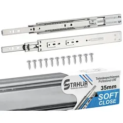 ID Dinkel 8x Schubladenschienen Softclose 35mm 4 Paar Länge 300mm Teleskopschienen mit Selbsteinzug Dämpfung