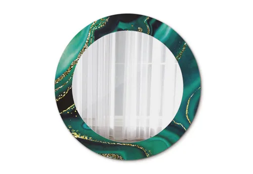 Tulup Rundspiegel Ø60cm mit modernem Aufdruck - Modischer Wandspiegel aus gehärtetem Glas mit geschliffenen Kanten. Ideal für Boho-, Loft- und Retro-Stile. Verleihen Sie Ihrem Raum Charakter und vergrößern Sie ihn optisch. Sicherer Halt dank Metallaufhängern und Schaumstoff-Abstandhaltern.